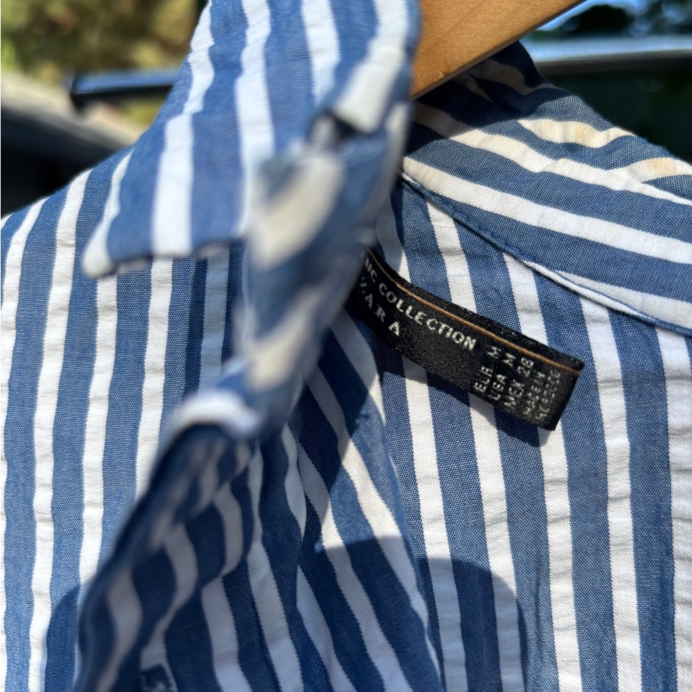 Zara Navy and White Striped Shirt - Picture 3 of 3